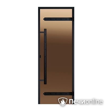 Дверь для бани Harvia Стеклянная дверь для сауны LEGEND 7/19 черная коробка сосна бронза  D71901МL в Краснодаре