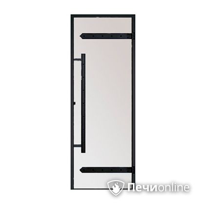 Дверь для бани Harvia Стеклянная дверь для сауны LEGEND 7/19 черная коробка сосна сатин D71905МL в Краснодаре